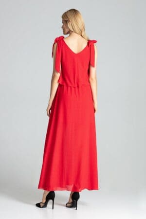 Ефирна дълга червена рокля GF2M691