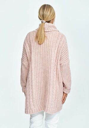 Светло розов плетен пуловер GF2M892