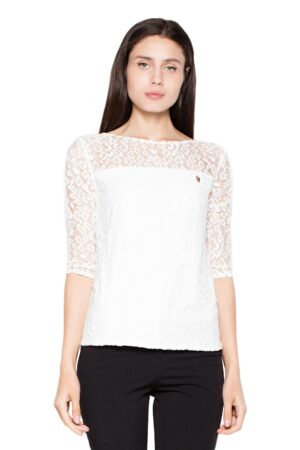 Бяла дантелена дамска блуза GV4VT011