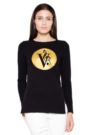 Черна блуза с щампа GV4VT014