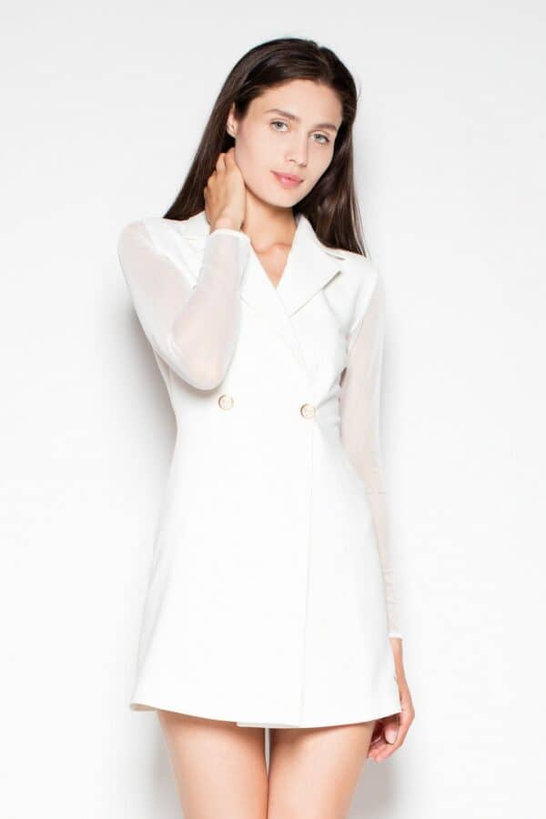 Бяла рокля с тюлени ръкави GV4VT060