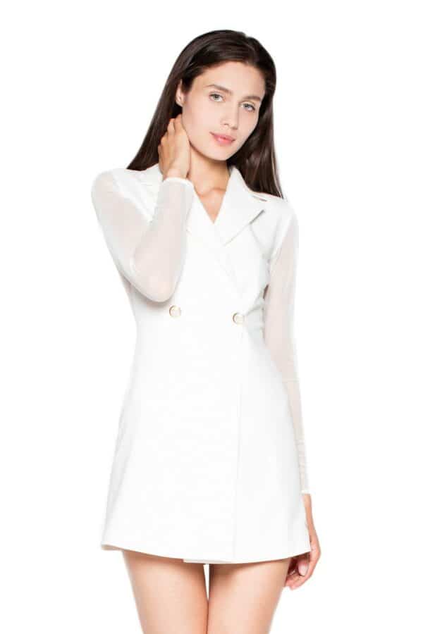 Бяла рокля с тюлени ръкави GV4VT060