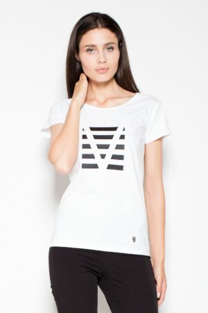 Дамска блуза GV4VT083 бяло щампа