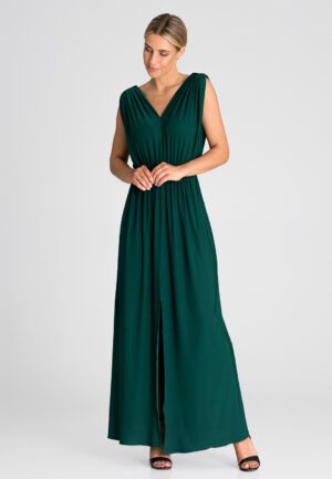 Дълга зелена рокля M947