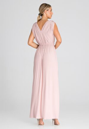 Дълга светло розова рокля M947