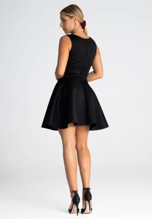 Черна рокля с тюл - неопрен M974