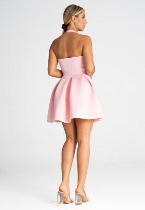 Къса рокля розово неопрен M977