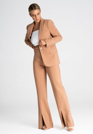 Кафяв дамски костюм сако и панталон M95