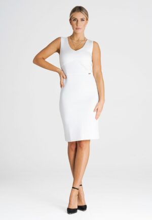 Вталена бяла рокля M978