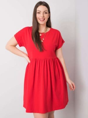 Червена памучна рокля Molly голям размер