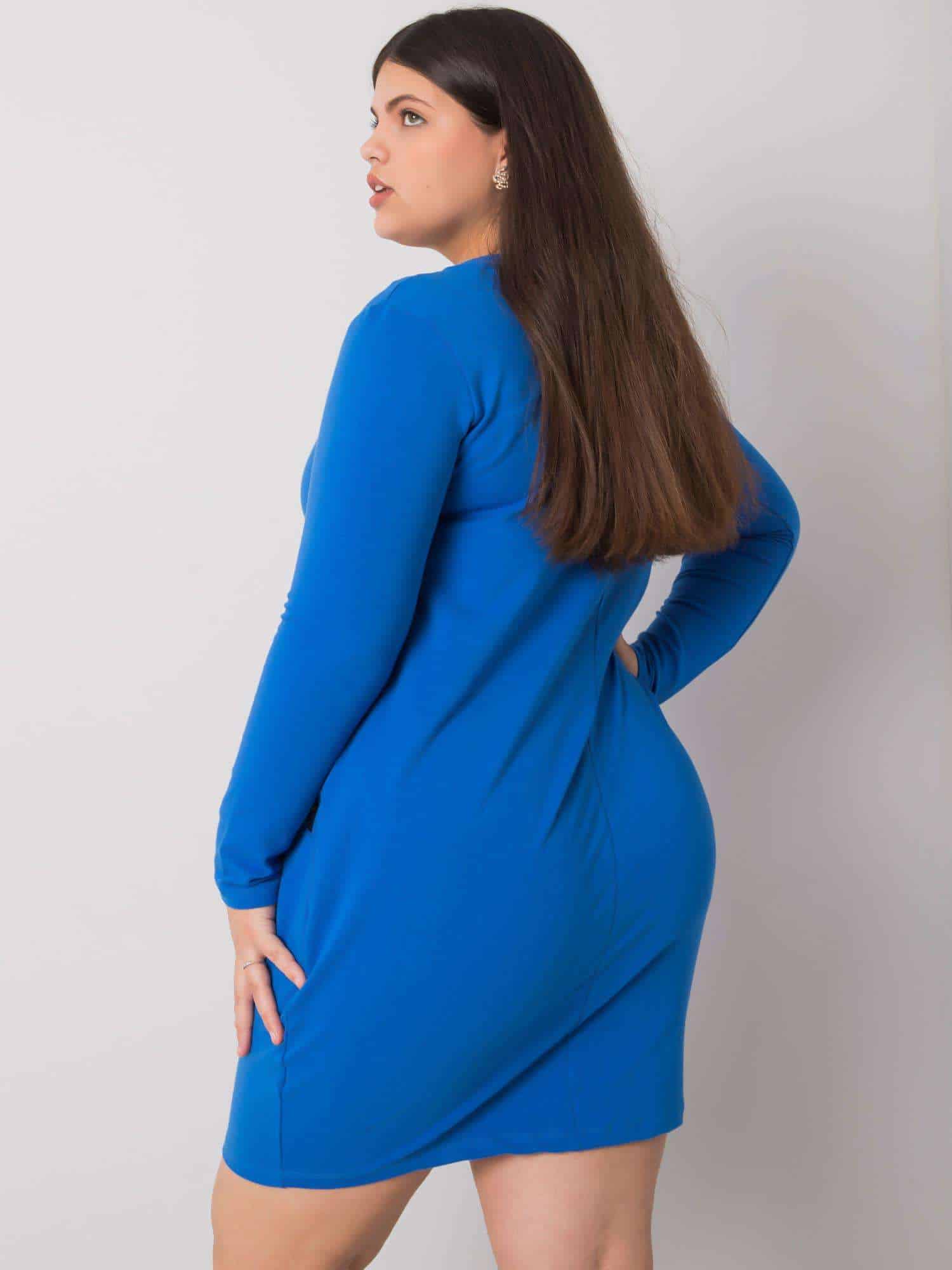 Тъмносиня голяма рокля с джобове Alessia - Image 4