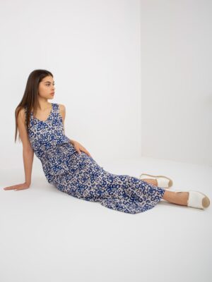 Тъмносиня лятна рокля с десени FRESH MADE