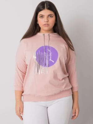 Пепеляво розова блуза макси размер с апликация Bella