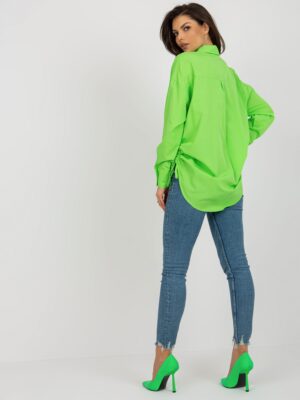 Светлозелена Oversize риза със закопчаване с копчета