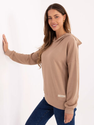 Oversize суичър с качулка бежов Oversize суичър с качулка бежов