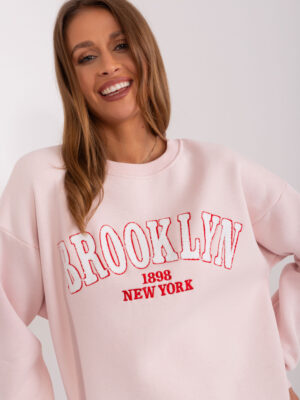 Ватиран суичър Brooklyn светло розов