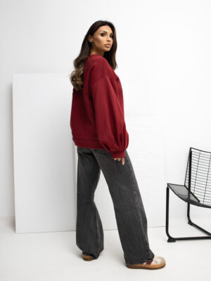 Дамски ватиран oversize суичър в бордо с апликация SOHO