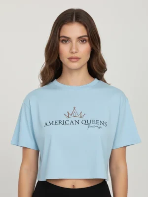 Kendall + Kylie дамска тениска American Queens в бебешко син цвят
