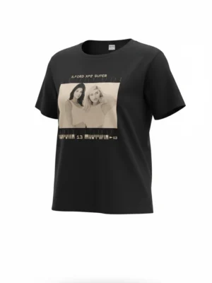 Черна дамска памучна тениска Kendall + Kylie