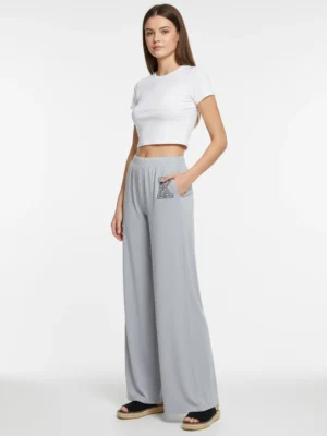 Дамски панталон KENDALL + KYLIE с широки крачоли в синьо
