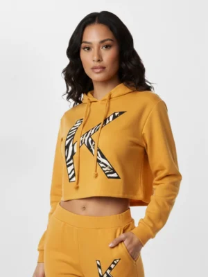 Къс дамски суитшърт Kendall + Kylie с лого