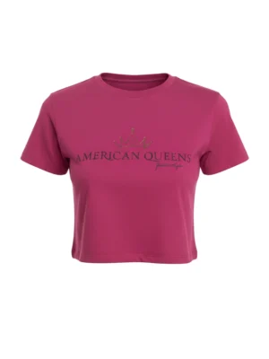 Дамска къса тениска Kendall + Kylie American Queens в малинов цвят