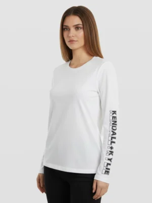biala-damska-bluza-logo-rukav-kendall-kylie