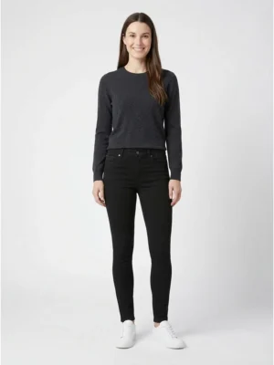 Изчистени черни дамски дънки Slim Fit с висока талия