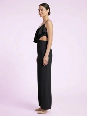 Официален черен гащеризон KENDALL + KYLIE с волани и широк крачол