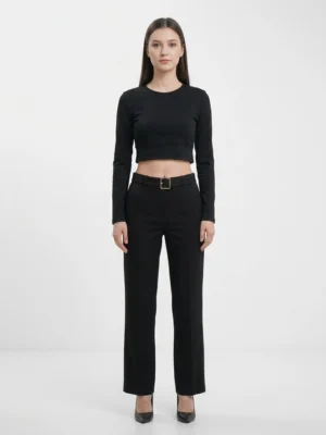 Дамски кроп топ KENDALL + KYLIE с дълъг ръкав и изрязан гръб