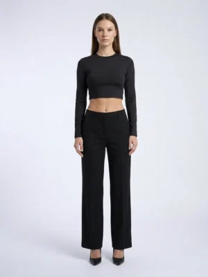 Дамски кроп топ KENDALL + KYLIE с дълъг ръкав и изрязан гръб